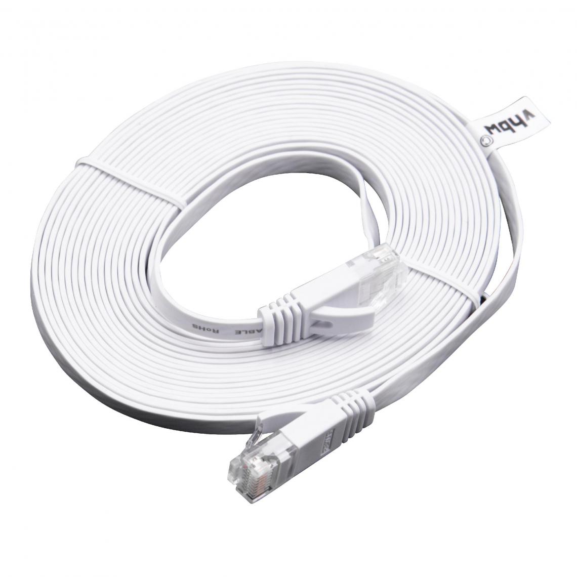 Vhbw - vhbw câble de réseau câble LAN Cat6 5m blanc câble plat - Accessoires alimentation