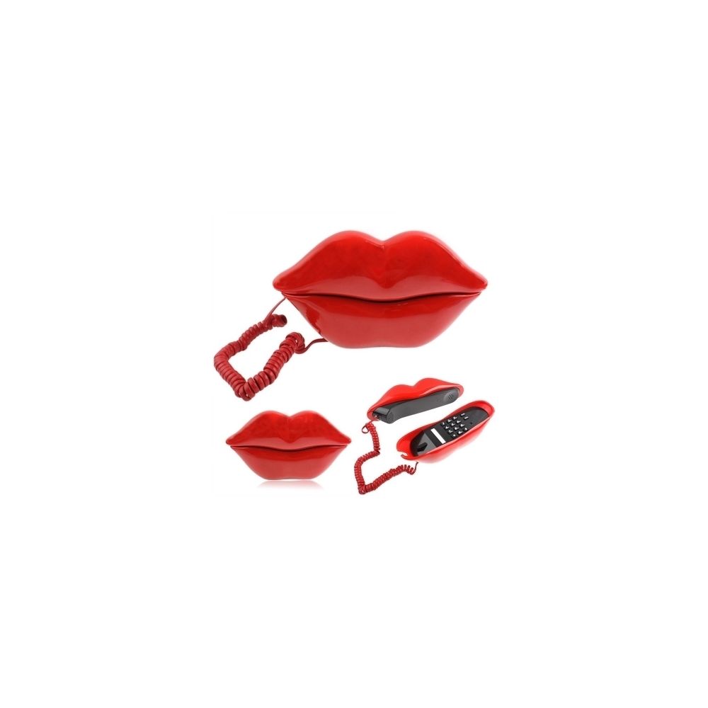 Wewoo - Sexy Lèvres rouges chaudes en rouge forme de fil de téléphone à - Téléphone fixe filaire
