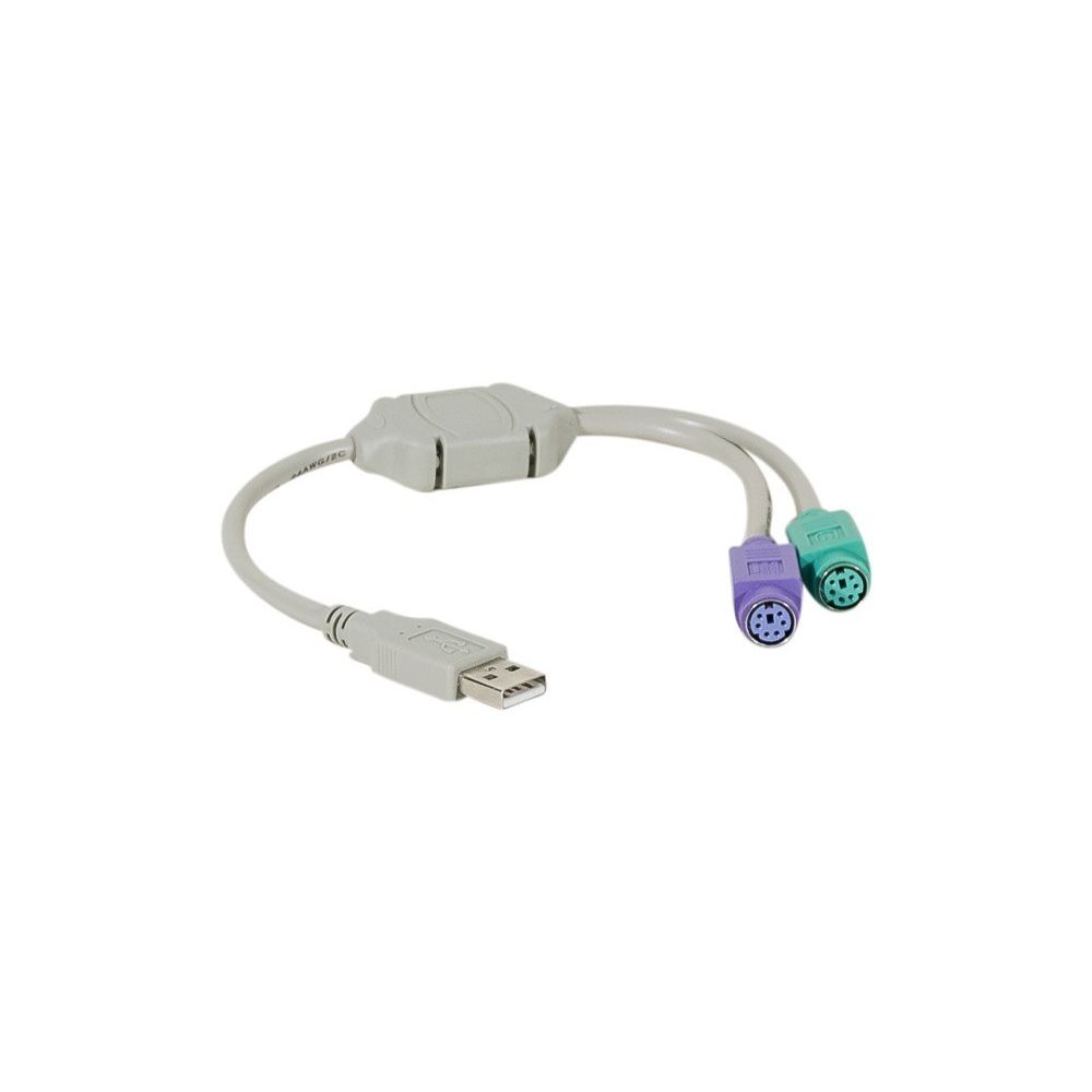 Abi Diffusion - Convertisseur USB - 2 prises Clavier/Souris en PS2 MiniDin6 - Hub