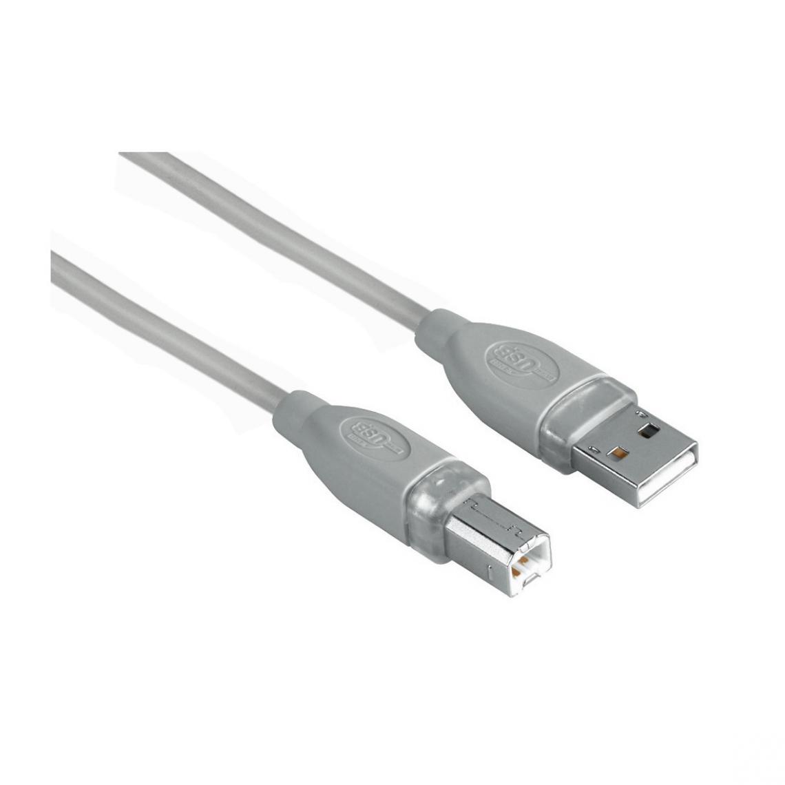 Hama - Câble USB 2.0, fiche A mâle - fiche B mâle, blindé, 3m, Gris - Câble antenne
