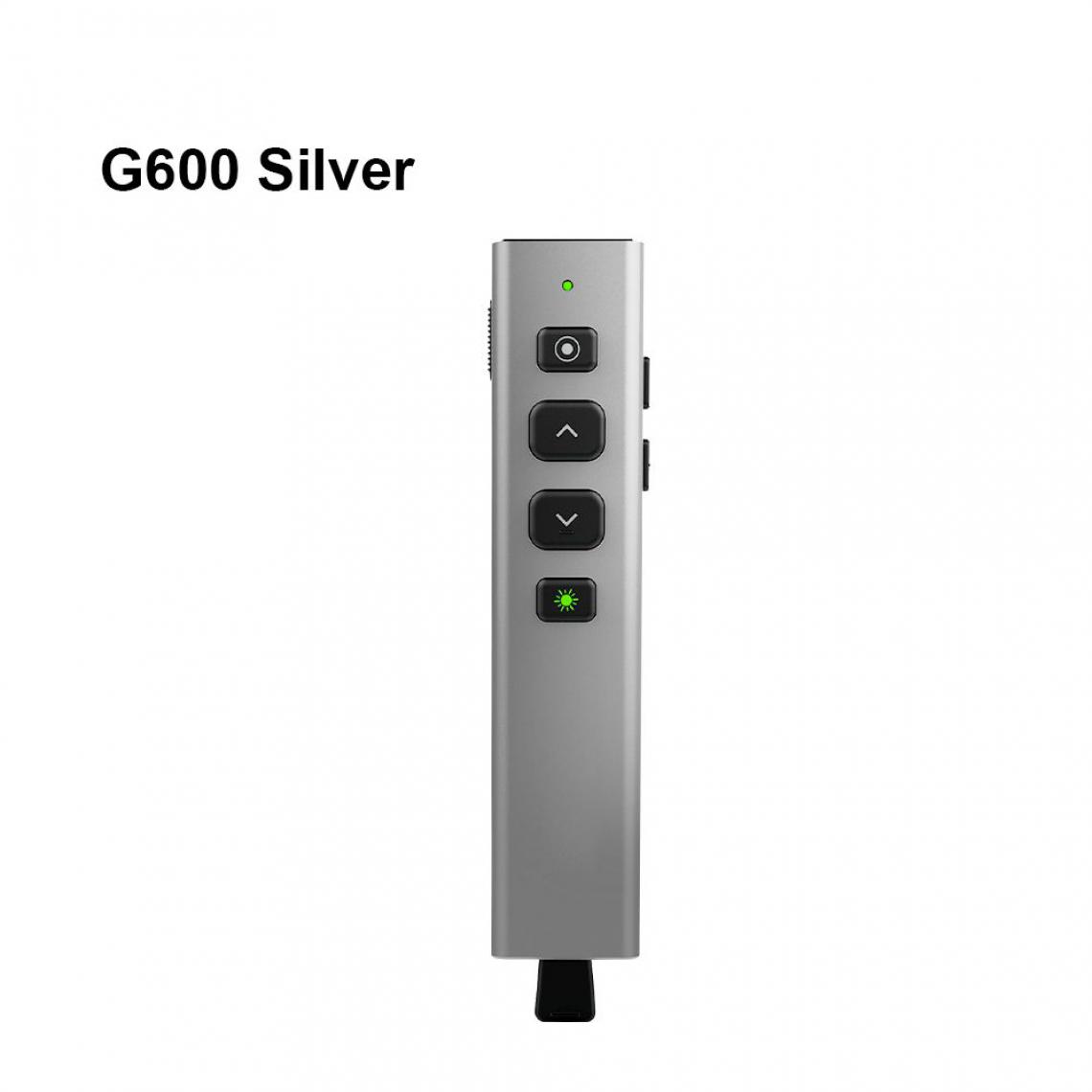 Generic -  Souris de présentation AVATTO G600 , pointeur Laser vert sans fil  2.4GHz en alliage d'aluminium Comptable avec Window et Mac  135x28x12mm -Argent  - Souris