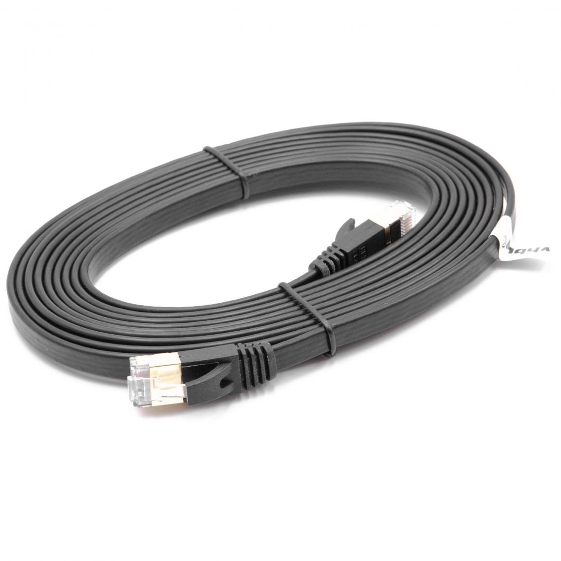 Vhbw - vhbw câble de réseau câble LAN Cat7 3m noir câble plat - Accessoires alimentation
