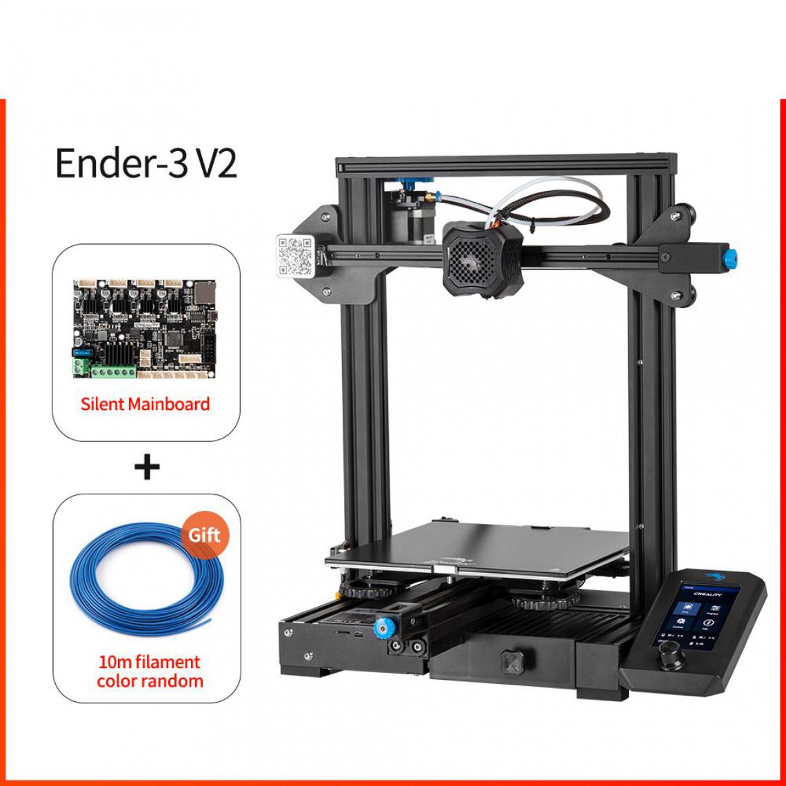 Generic -  imprimante 3D CREALITY 3D Ender-3 V2 – avec à 1 tête d'impression  PLA,  ABS , TP ,  écran Lcd couleur 4.3 pouces et  Silent board  47.5 * 47 * 62 cm - Noir  - Imprimante 3D