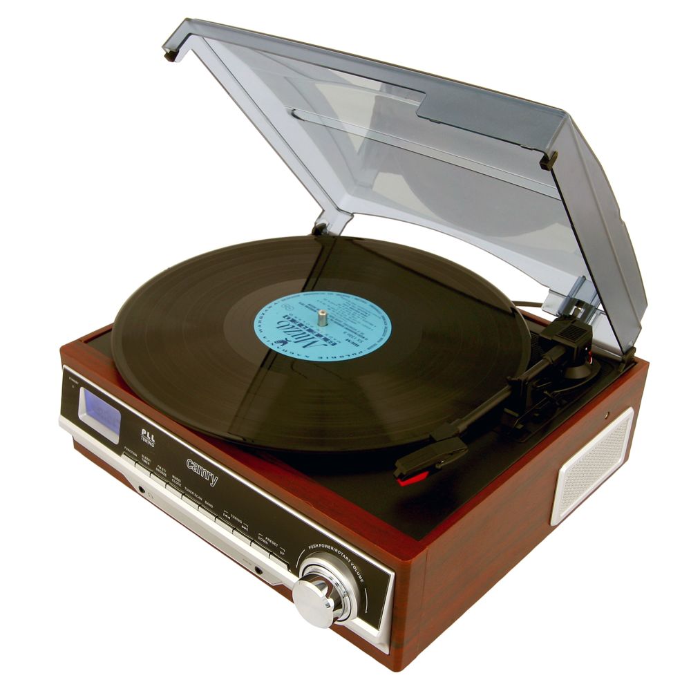 Camry - Platine rétro 33-45-78 RPM, Radio AM-FM, Stéréo, Réveil, Style Vintage Camry CR1113 - Platine
