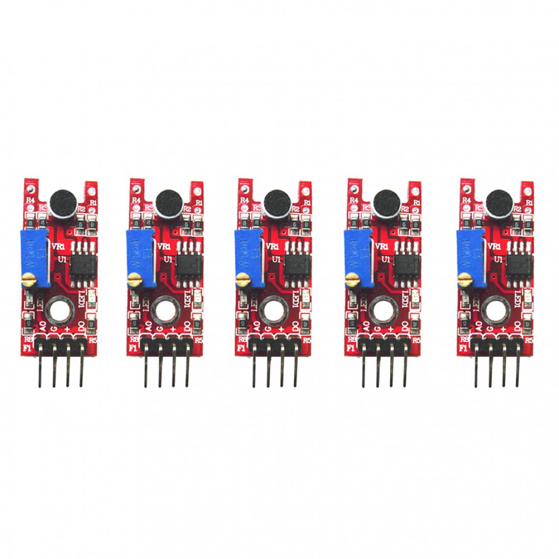 marque generique - 5 Pcs Module De Détection De Capteur De Microphone Sonore Haute Sensibilité Rouge Pour Arduino - Ampli