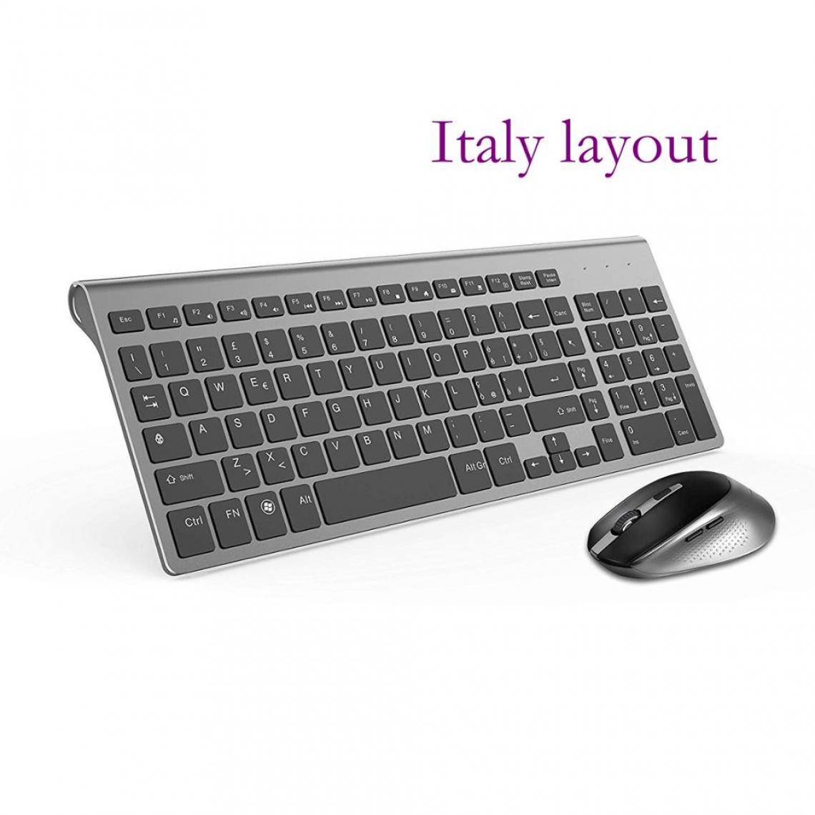 Generic - Clavier et souris sans fil , portable ultra-mince 2,4 GHz,  2400 DPI ,  en version italien  , compatibles avec le système Mac et Window 4.3 * 36.8 cm - Noir   - Clavier