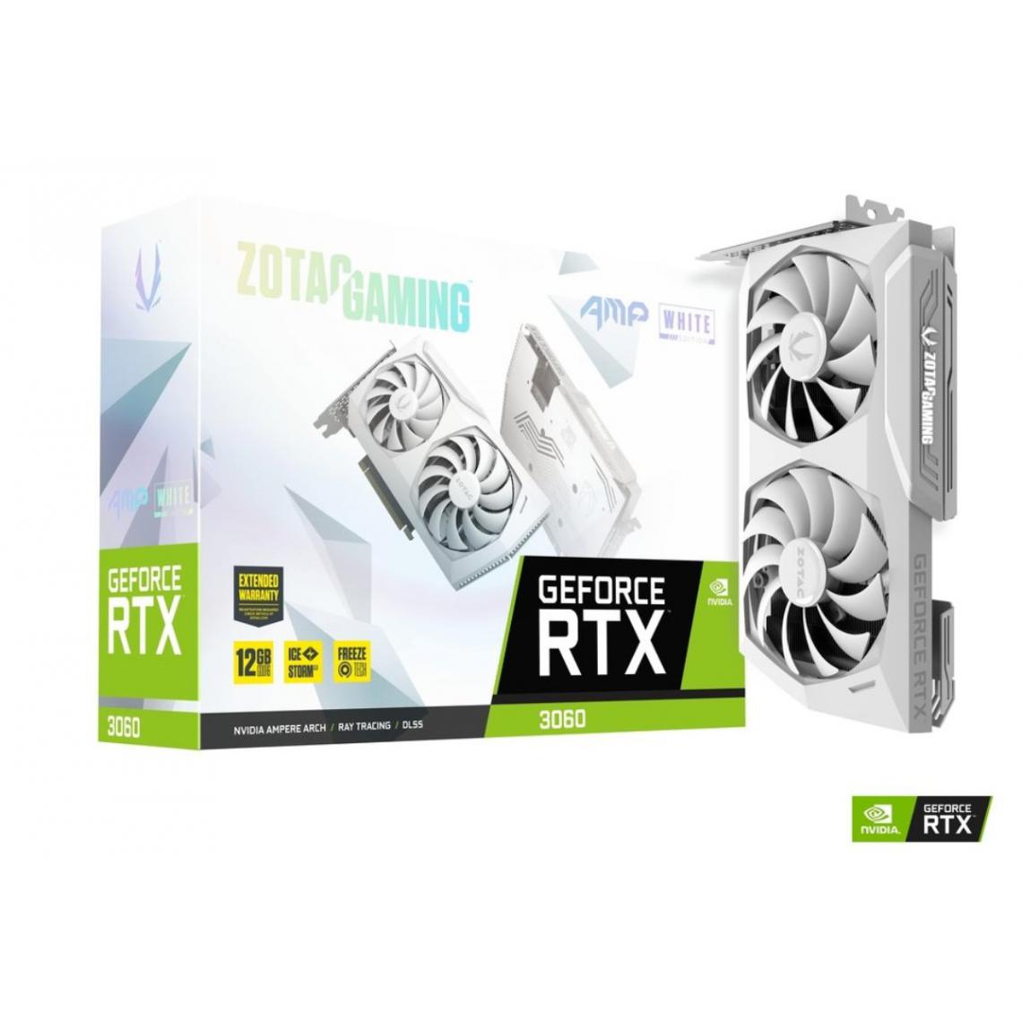 Zotac - GeForce RTX 3060 AMP White Edition - Dual Fan - 12Go - Carte Graphique NVIDIA