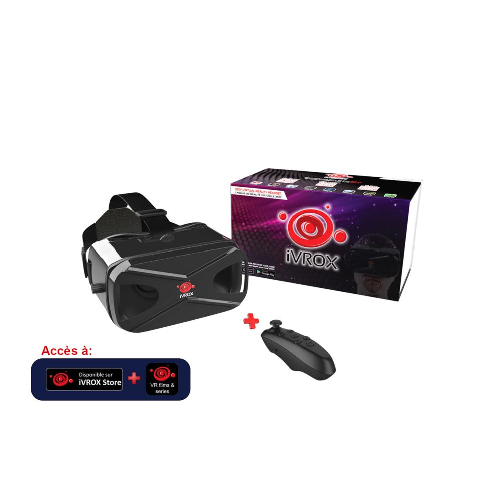 Ivrox - Casque de réalite virtuelle iVROX + télécommande + iVROX VR Store - NOIR - Casques de réalité virtuelle