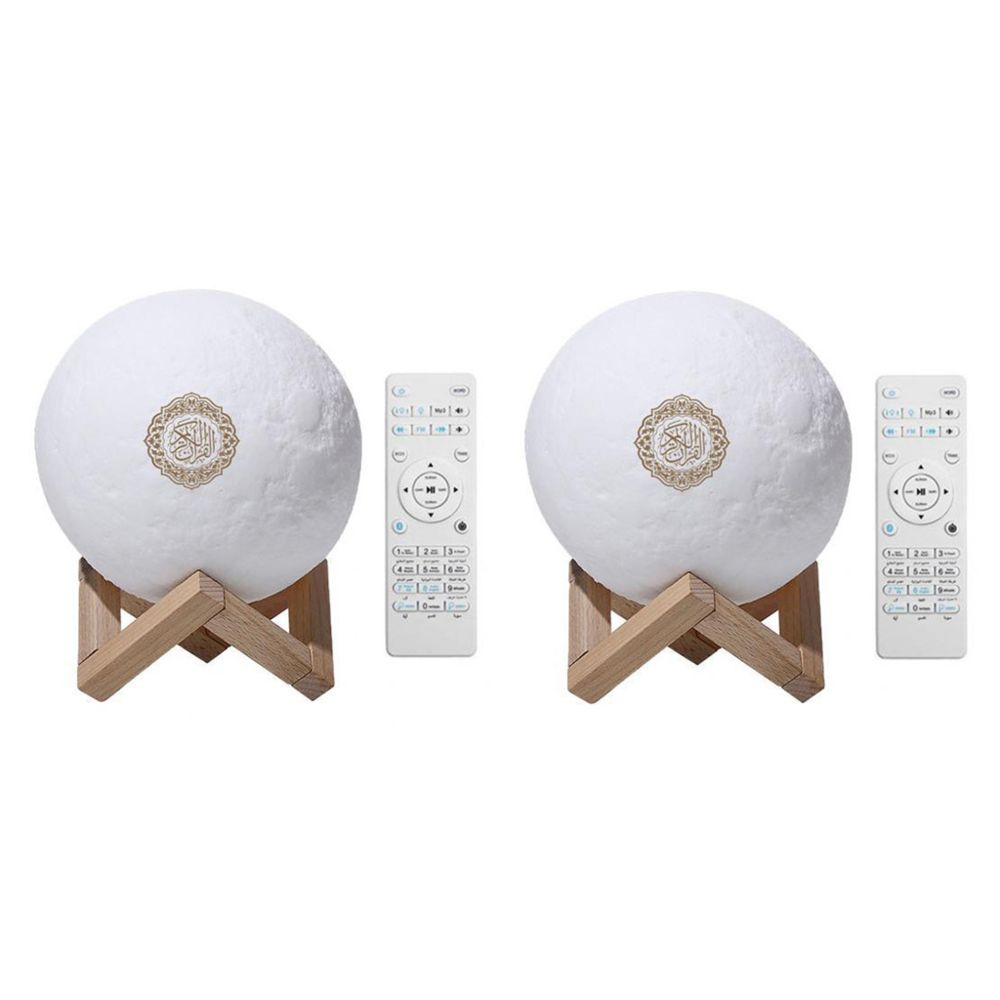 marque generique - 2 Pièces Impression 3D Coran Récite Bluetooth Haut-parleur 7 Couleurs Lune Lampe et Télécommande - Barre de son