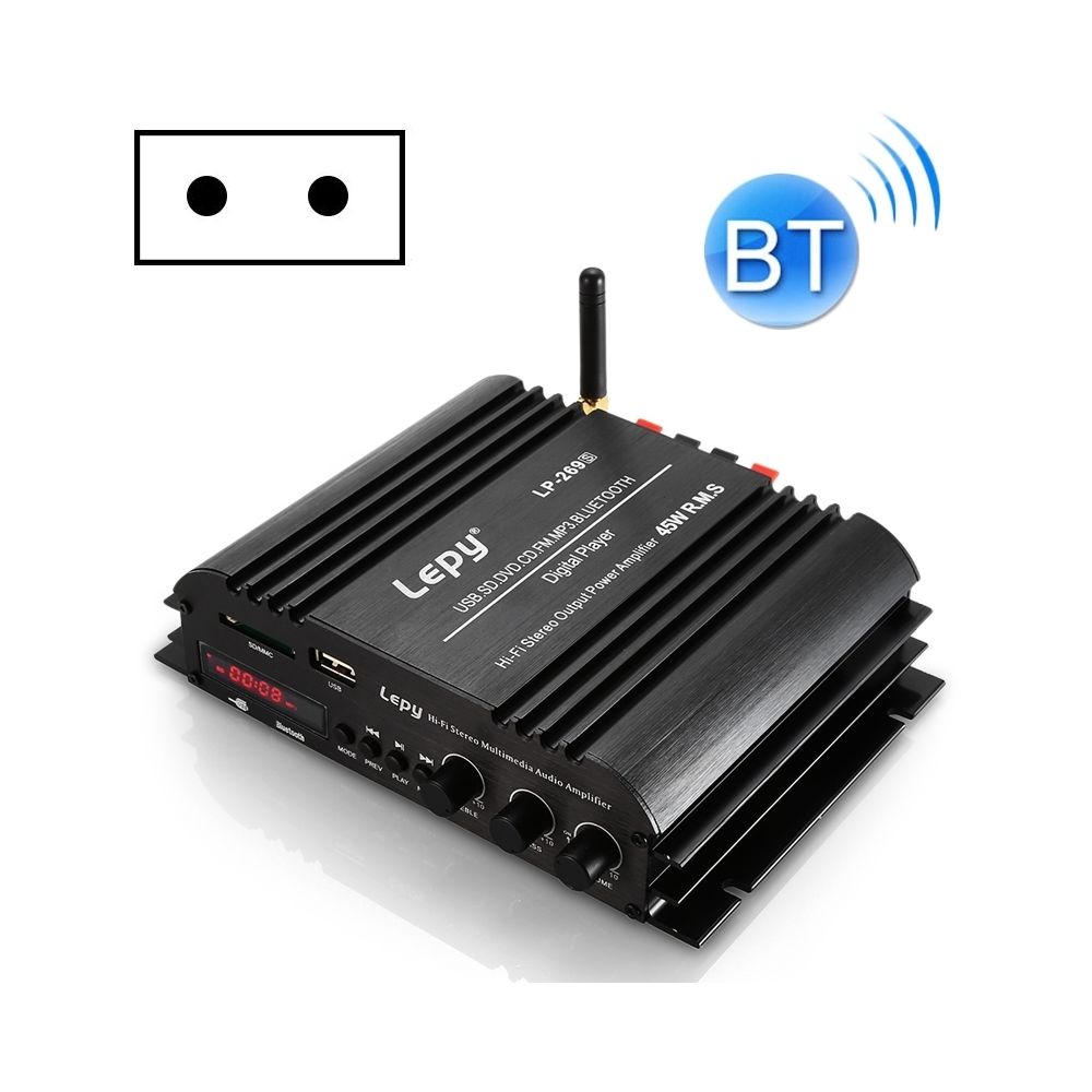Wewoo - Ampli Audio d'amplificateur d'affichage à LED de canaux voiture quatre, appui Bluetooth / MP3 / USB / FM / carte SD avec à télécommande, prise l'UE - Ampli