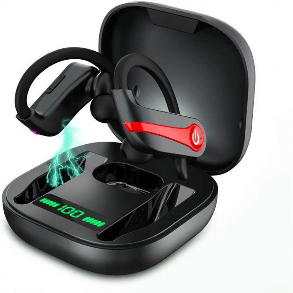 Chrono - Ecouteur Bluetooth 5.1, Sport Ecouteurs sans Fil, Oreillette Bluetooth avec Anti-Bruit CVC 8.0, IPX7 Étanche Sport Ecouteur avec Micro, 40h d'Autonomie, Appariement Automatique, Affichage LED(Noir) - Ecouteurs intra-auriculaires