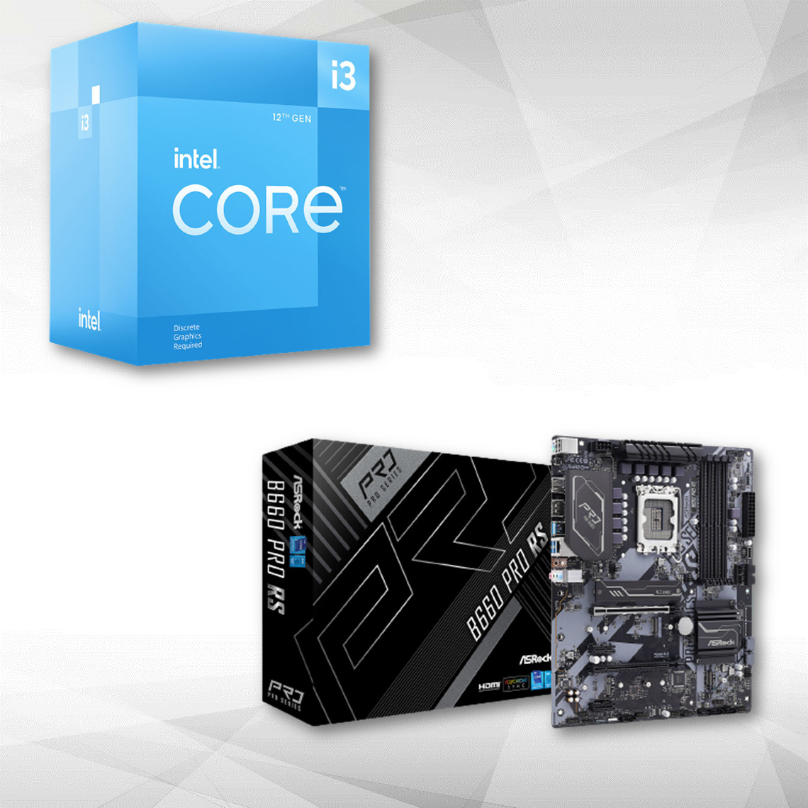 Intel - Intel Core i3-12100F (3.3 GHz / 4.3 GHz) + B660 PRO RS - Packs Processeur, Carte mère et Mémoire
