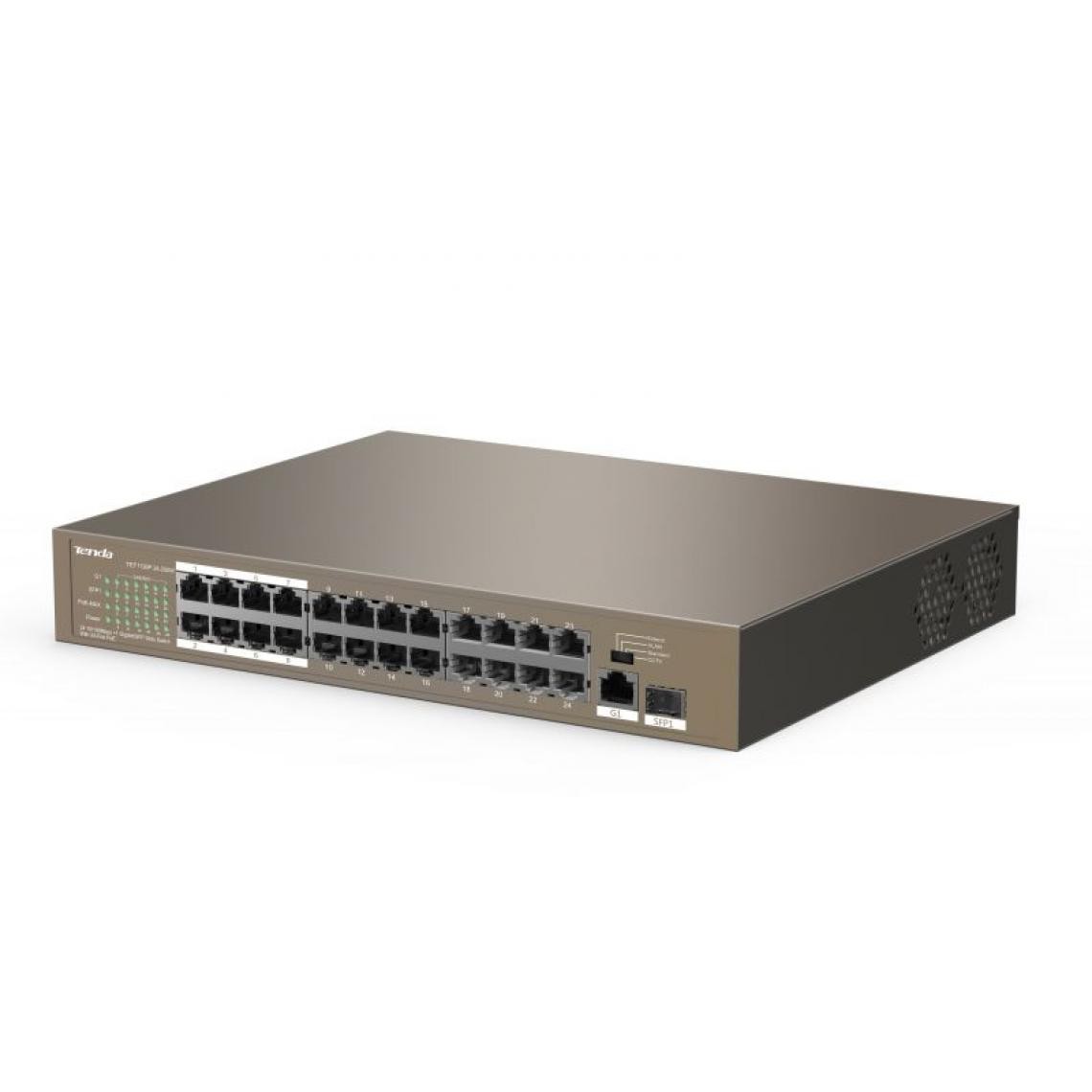 Inconnu - Tenda TEF1126P-24-250W Fast Ethernet (10/100) Connexion Ethernet, supportant l'alimentation via ce port (PoE) 1U Gris - Switch