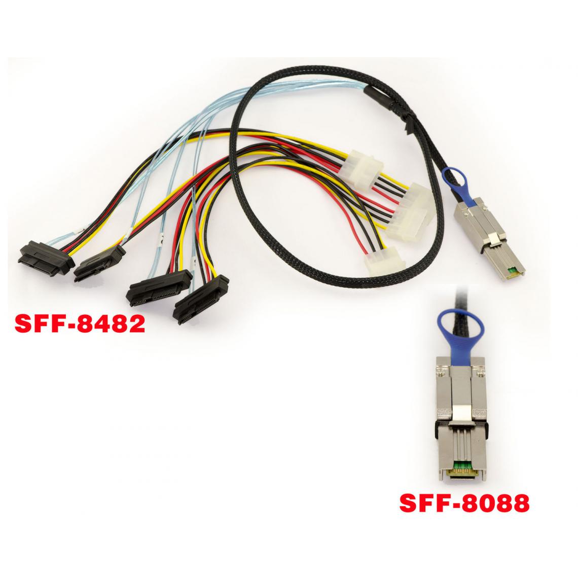 Kalea-Informatique - Cordon SAS MiniSAS SFF-8088 vers SFF-8482 Longueur 100cm - Accessoires SSD
