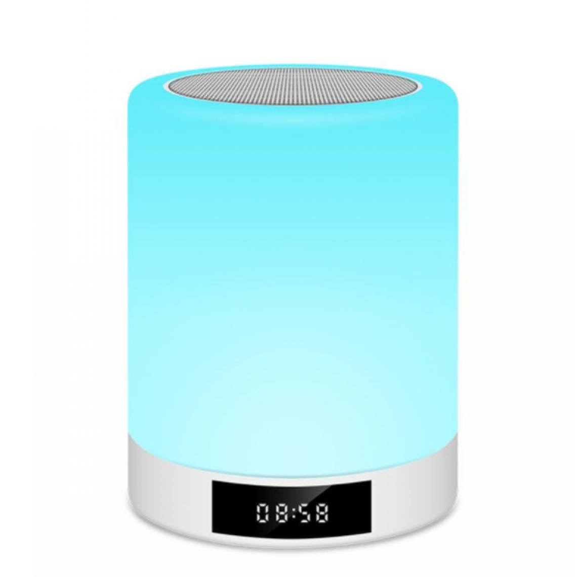 Chrono - Veilleuse Bluetooth haut-parleur, haut-parleur portable sans fil à commande tactile, lampe de chevet, réveil, radio FM, veilleuse chaude à intensité variable et lumière de couleur(Blanc) - Enceintes Hifi