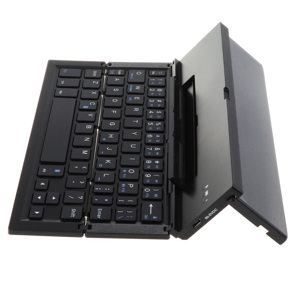 marque generique - Triple clavier Bluetooth pliant sans fil en aluminium pour tablette noir - Clavier