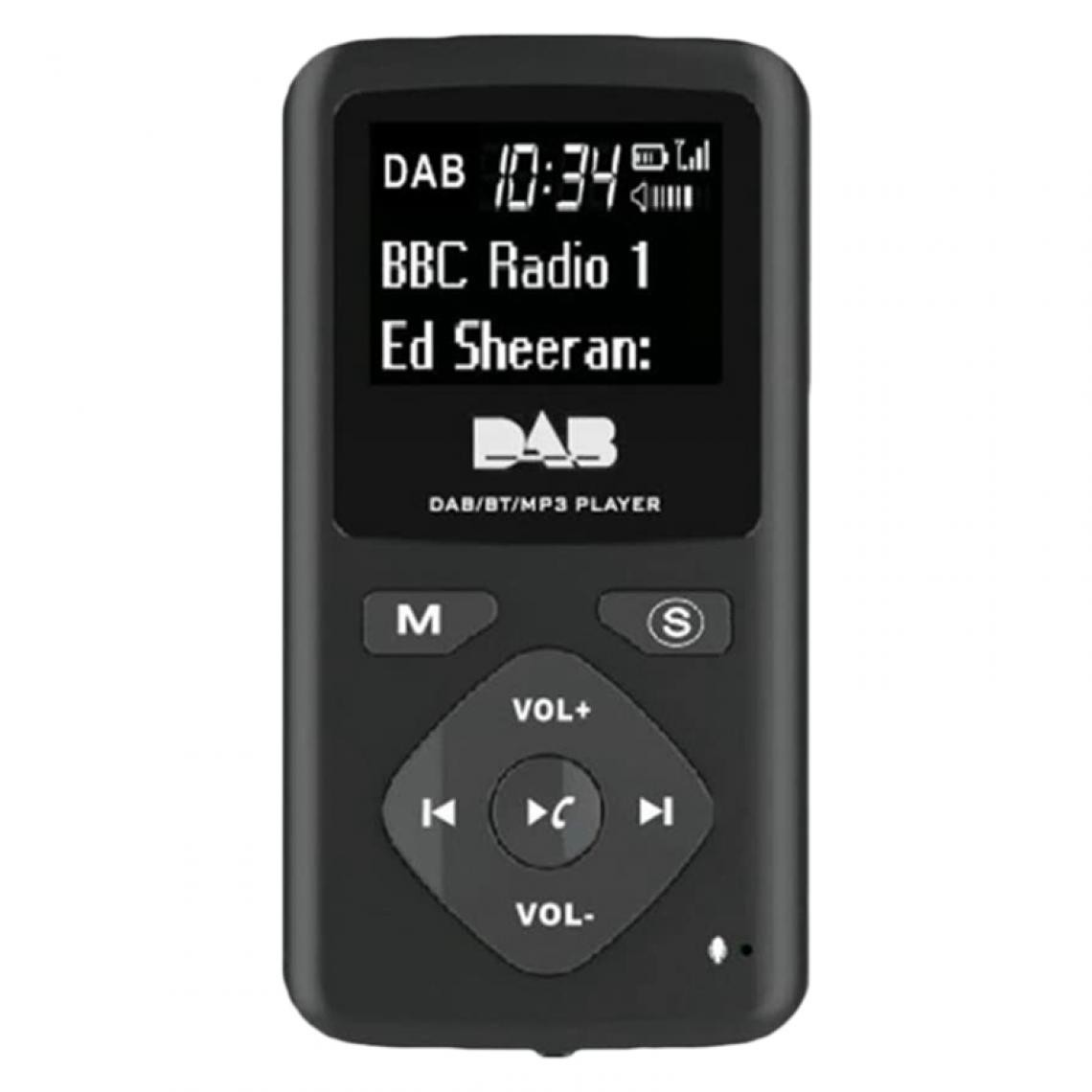 Universal - Radio numérique DAB/DAB Bluetooth 4.0 Poche personnelle FM Mini casque radio portable MP3 USB pour la maison |(Le noir) - Radio