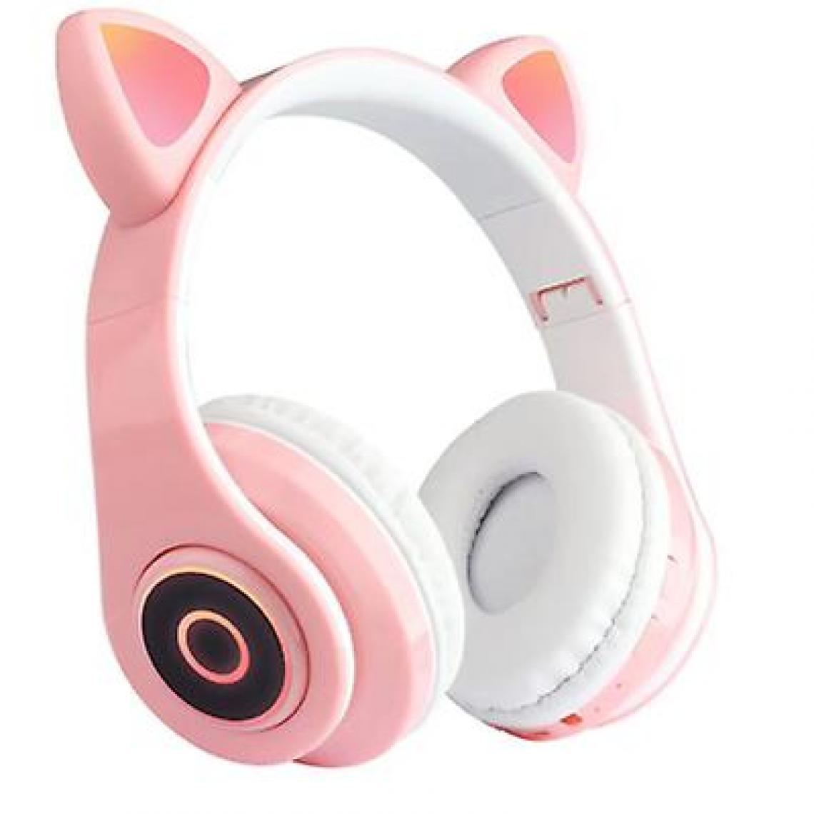 Universal - Casque pour chat sans fil casque Bluetooth casque LED casque pour enfants filles (rose) - Ecouteurs intra-auriculaires