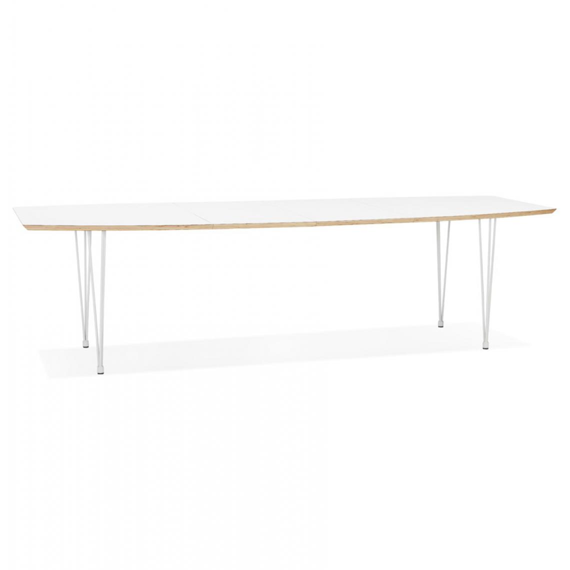 Alterego - Table de salle à manger extensible 'TADAM' blanche avec pieds en métal blanc - 170(270)x100 cm - Tables d'appoint