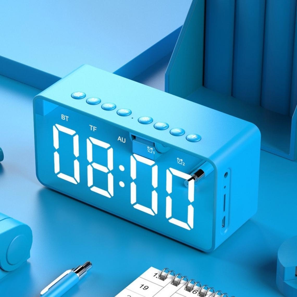 Wewoo - Enceinte Bluetooth Haut-parleur AEC BT506 avec miroiraffichage de l'horloge LEDréveil doubleSnoozeappel mains libres HDchaîne stéréo haute fidélité bleu - Enceintes Hifi
