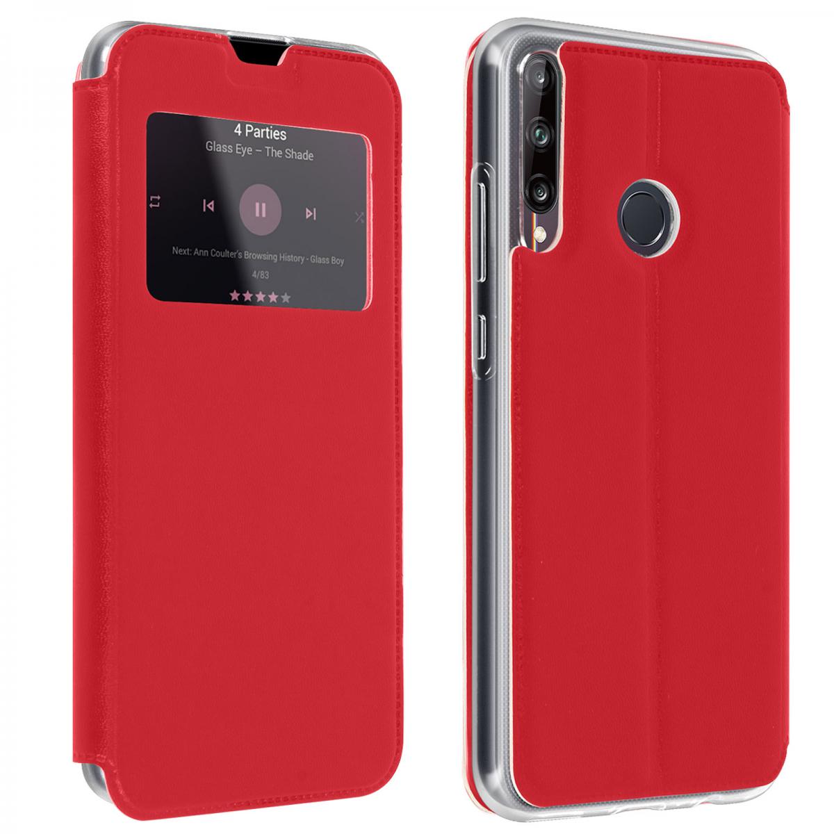 Avizar - Housse Huawei P40 Lite E Fenêtre d'Affichage Porte-carte Support Vidéo rouge - Coque, étui smartphone