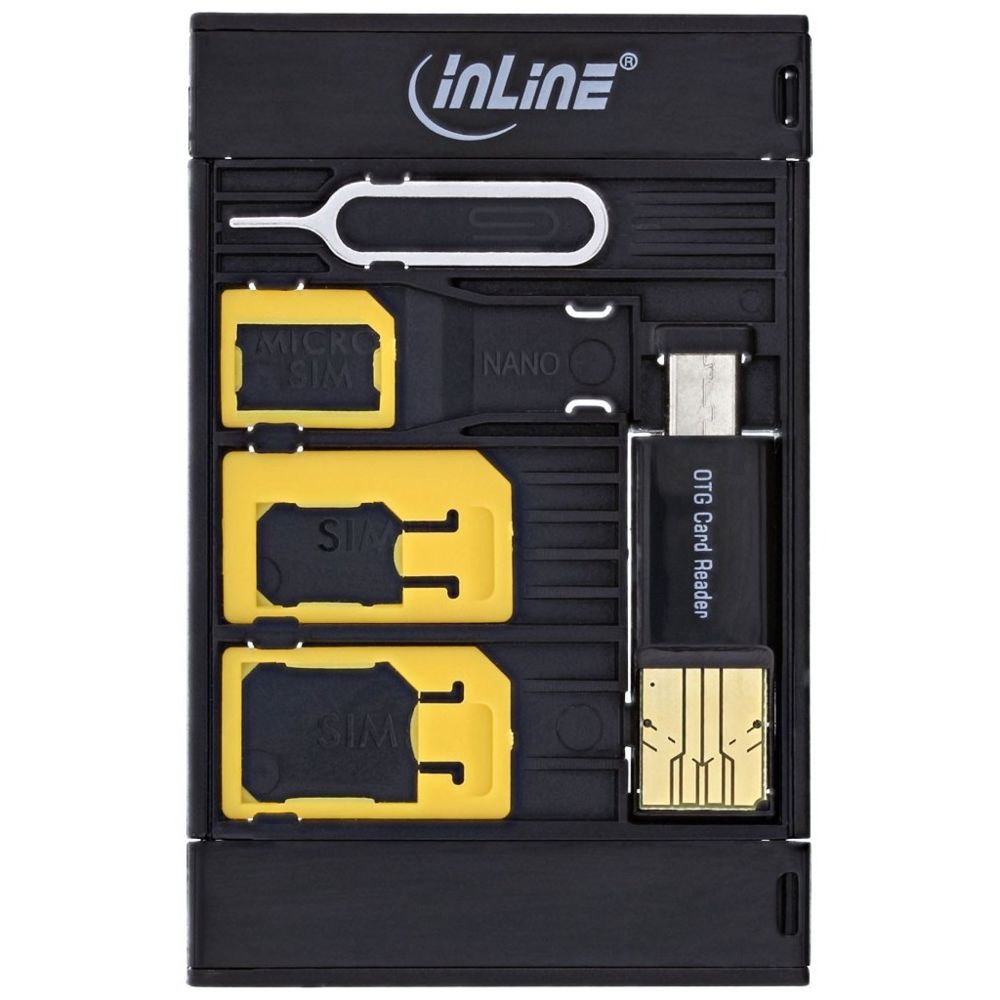 Inline - Adaptateur de carte Sim InLine® SIM-BOX et boîtier d'alimentation avec lecteur de cartes otg - Accessoires et Pièces Détachées
