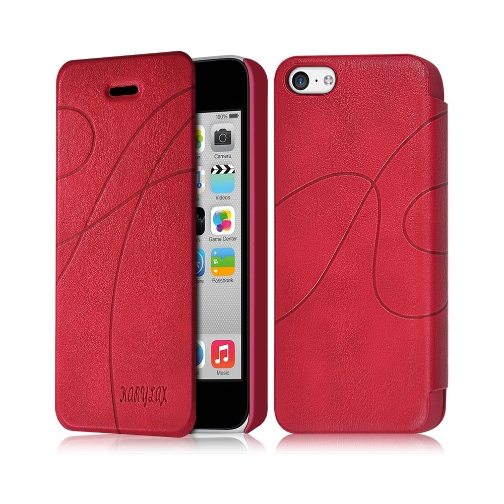 Karylax - Coque Housse Etui à rabat latéral et porte-carte Couleur Rose Fushia pour Apple iPhone 5C + Film de Protection - Autres accessoires smartphone