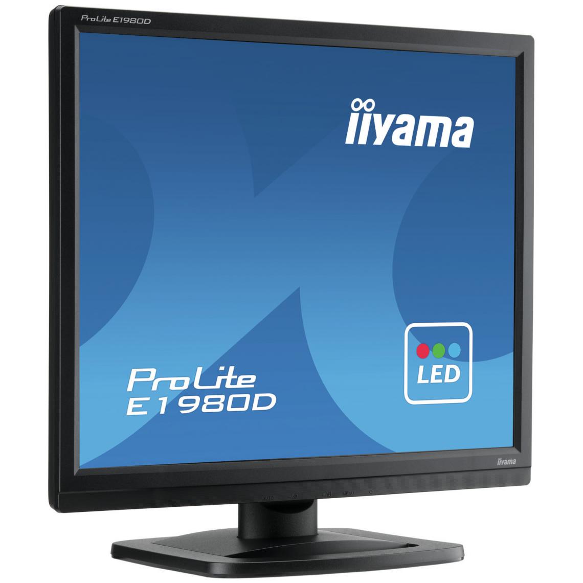 Iiyama - Ecran 19'' Noir LED 5:4 1280x1024 5ms 250 cd/m VGA DVI / E1980D-B1 - Moniteur PC