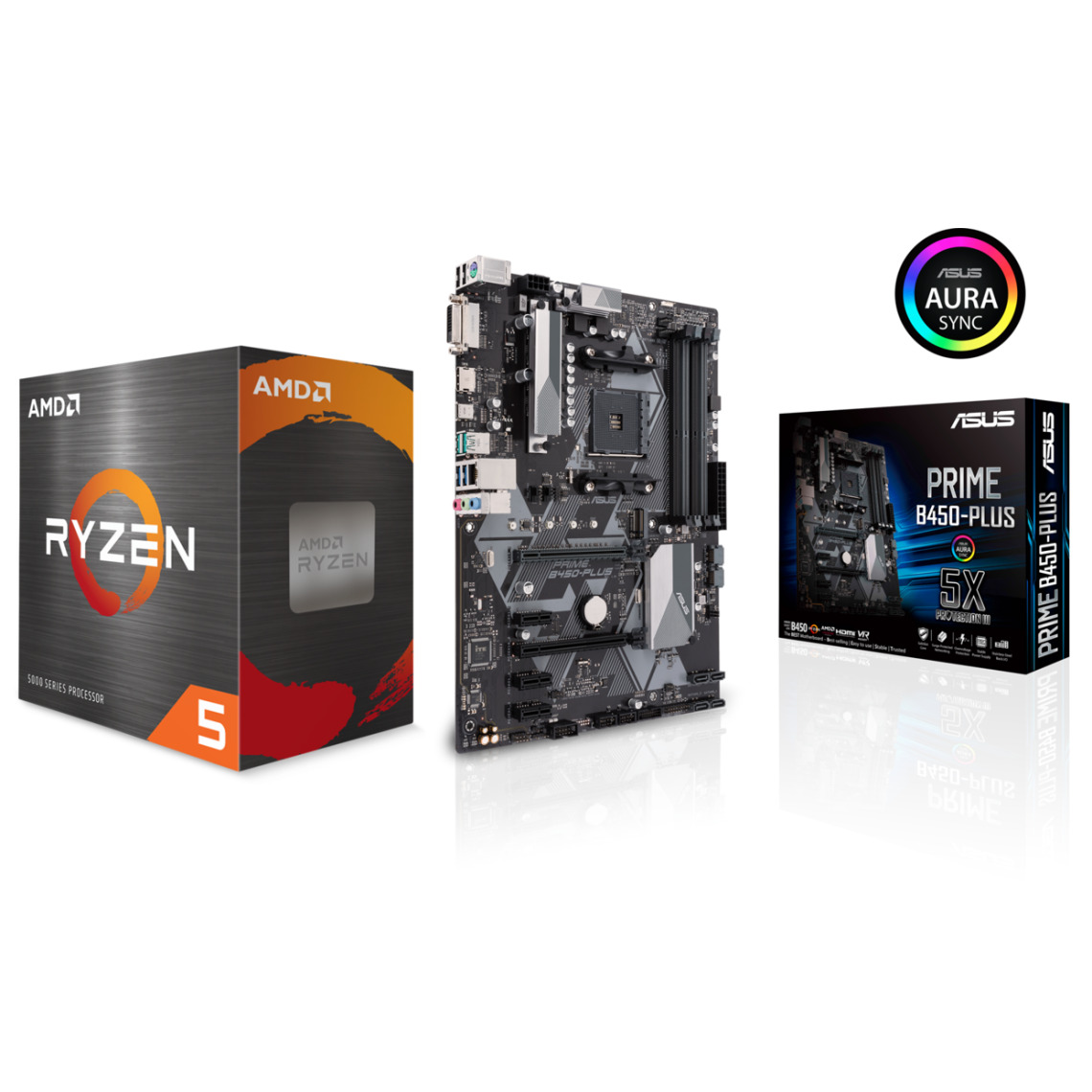 Amd - Ryzen 5 5600X - 3,7/4,6 GHz + AMD B450 PRIME PLUS - ATX - Packs Processeur, Carte mère et Mémoire