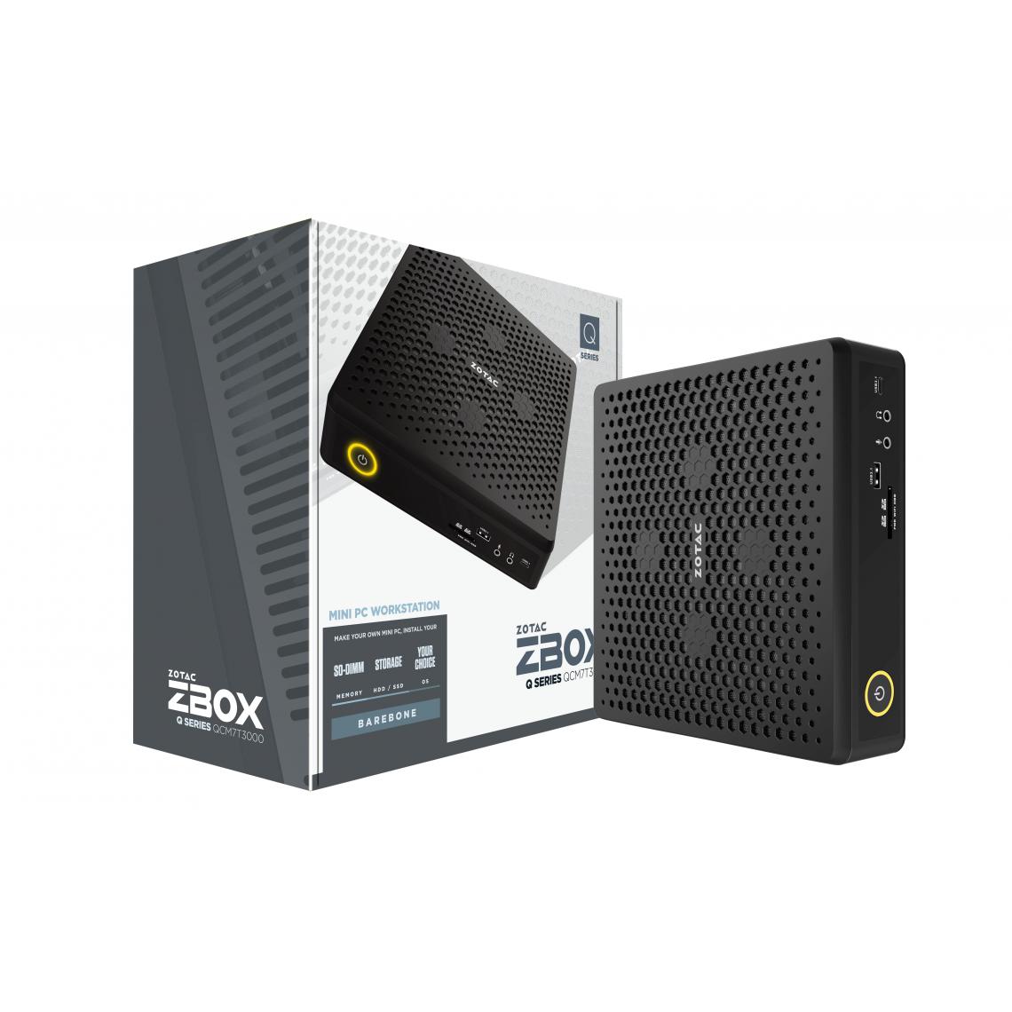 Zotac - ZBOX QCM7T3000 Barebone i7-10750H ZBOX QCM7T3000 Barebone Intel Core i7-10750H 2xDDR4-2933/2666 SODIMM Slot max 64Go M.2 SSD PCIE x4/SATA III SSD Slot 2242/2280 - PC Fixe