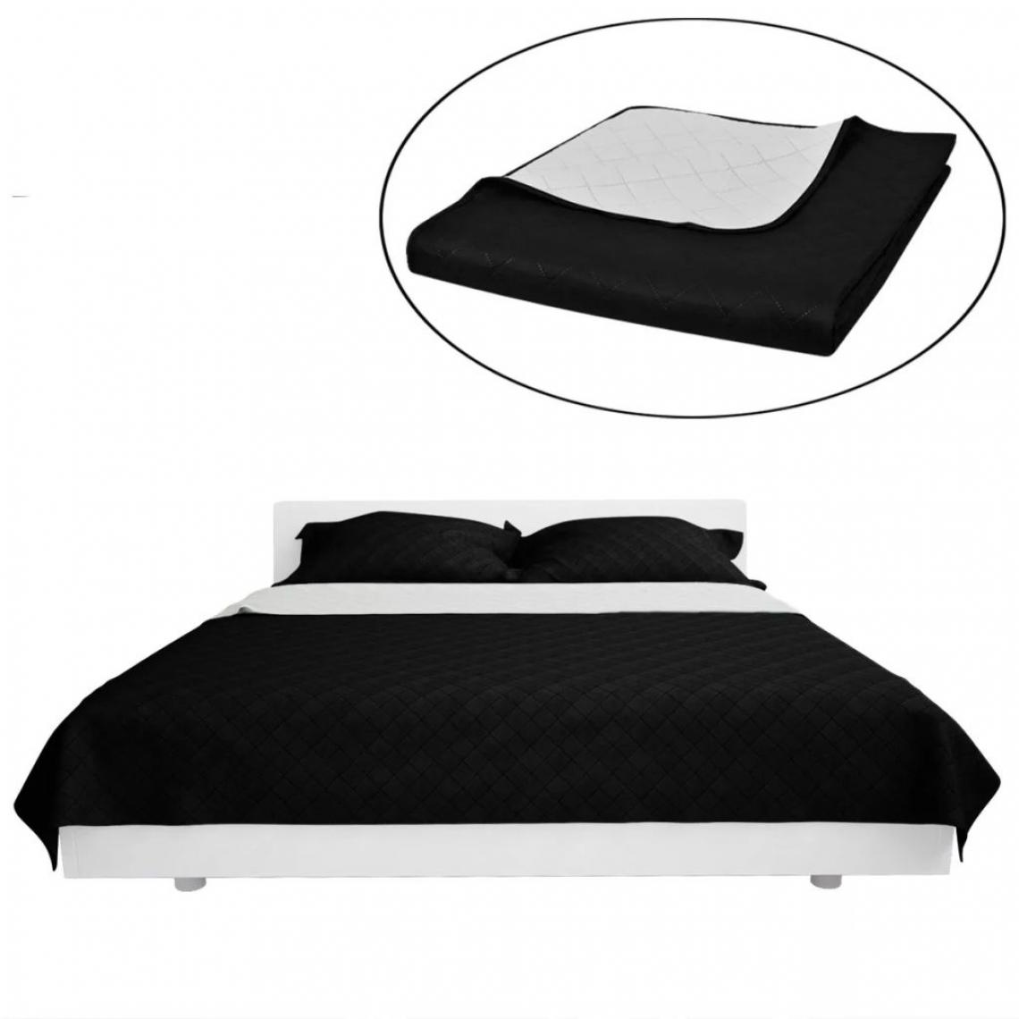 Icaverne - Stylé Literie gamme Guatemala Couvre-lits à double côtés Noir/Blanc 230 x 260 cm - Matelas