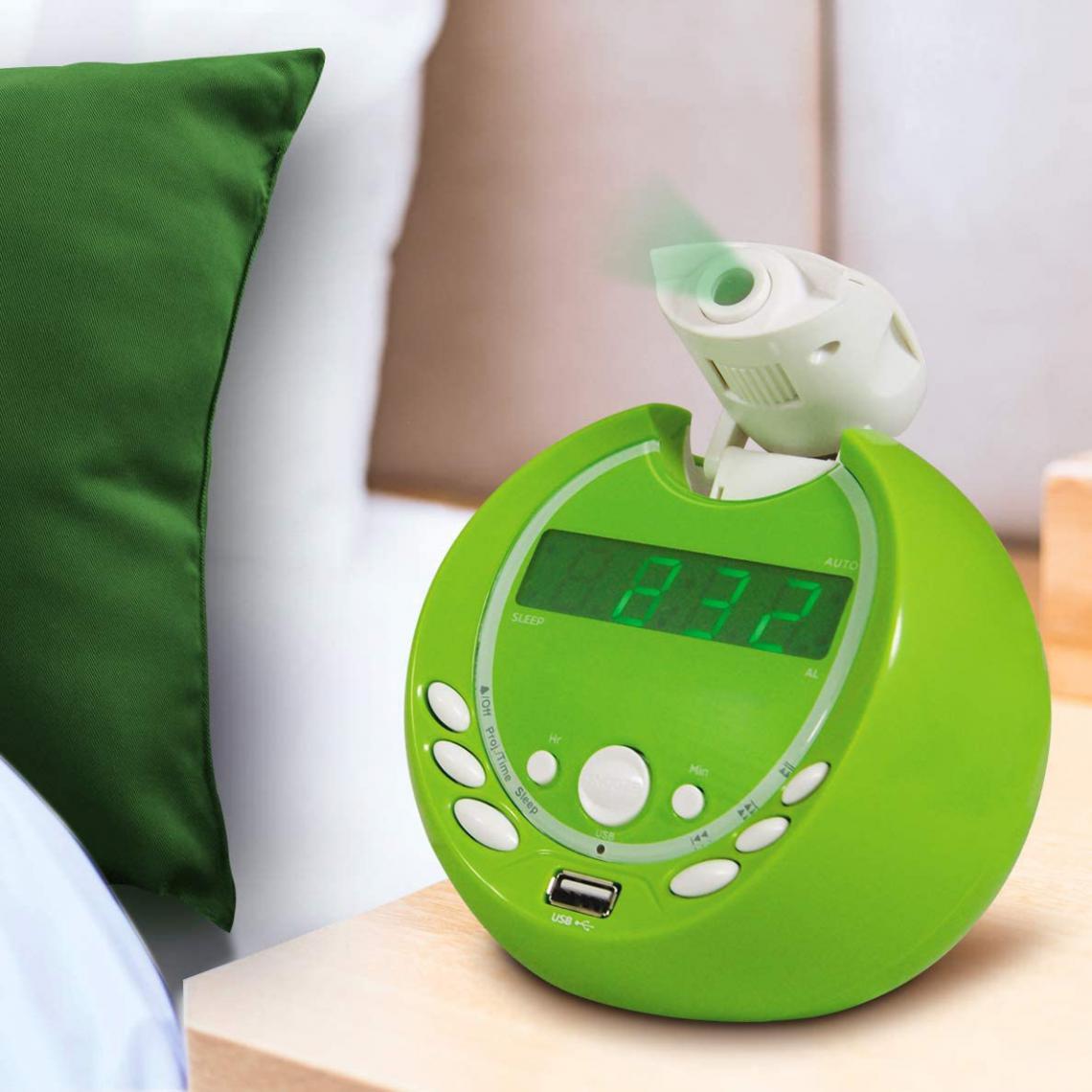 Metronic - radio Réveil Gulli MP3 USB avec projection de l'heure et alarme vert - Radio
