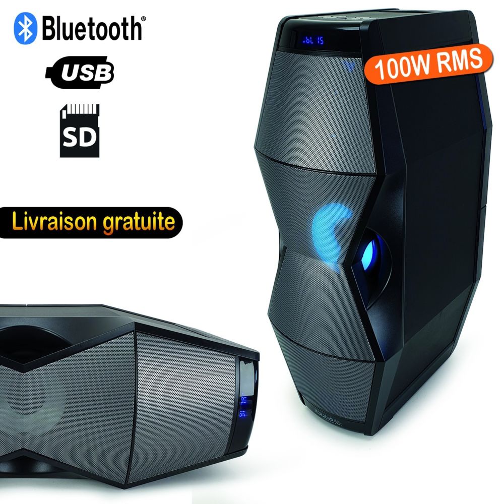 Ibiza Sound - Enceinte active SPLBOX450 Bluetooth à led - USB/BT/SD/TUNER - télécommande - Retours de scène
