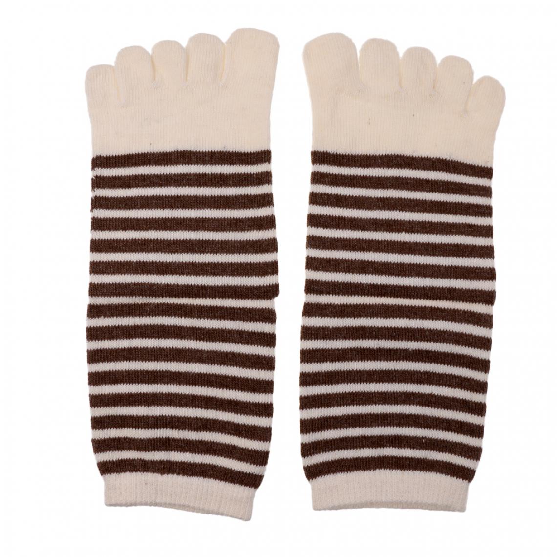 marque generique - Chaussettes à 5 boutons de doigts à rayures à bas prix Chaussettes à gazon chaud et doux pour hommes / Femmes Marron - Chaussettes de jardinier
