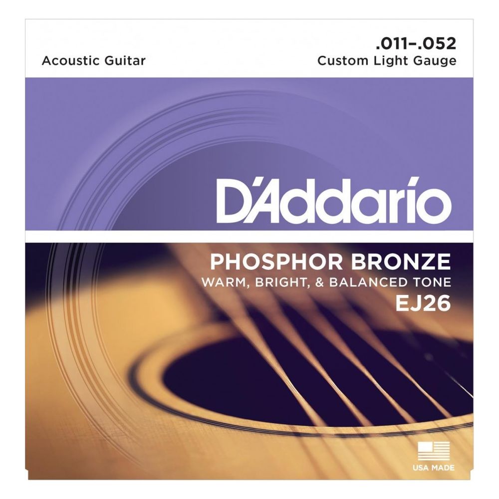 D'Addario - D'Addario EJ26 - Custom light 11-52 - Jeu de cordes Guitare acoustique - Accessoires instruments à cordes