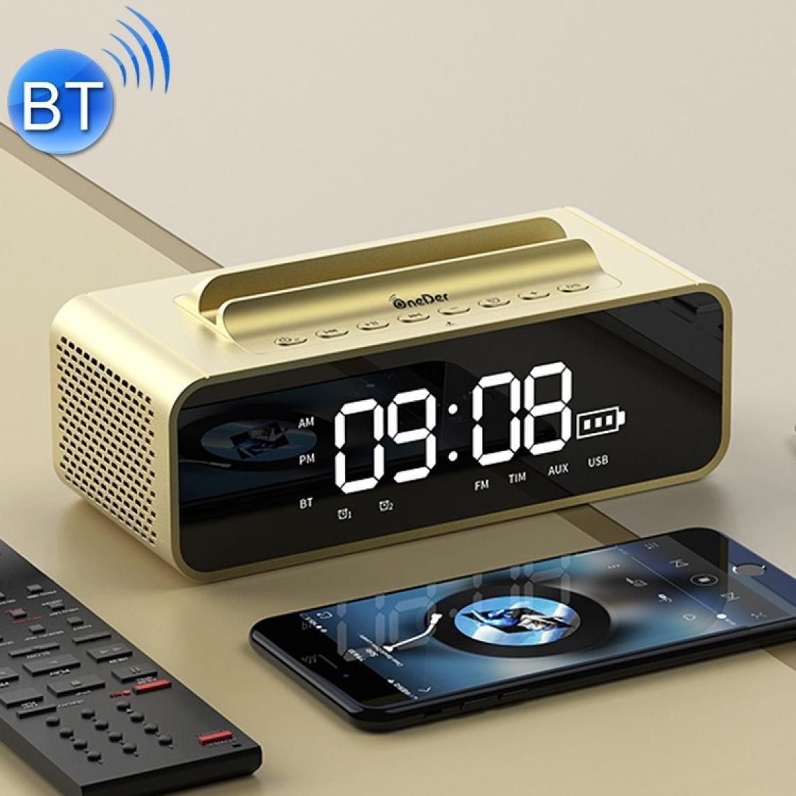 Wewoo - Enceinte Bluetooth Haut-parleur sans fil Oneder V06 Smart Sound Boxréveil à écran LEDprise en charge mains libres et carte FM et TF et lecteur AUX et USB Or - Enceintes Hifi
