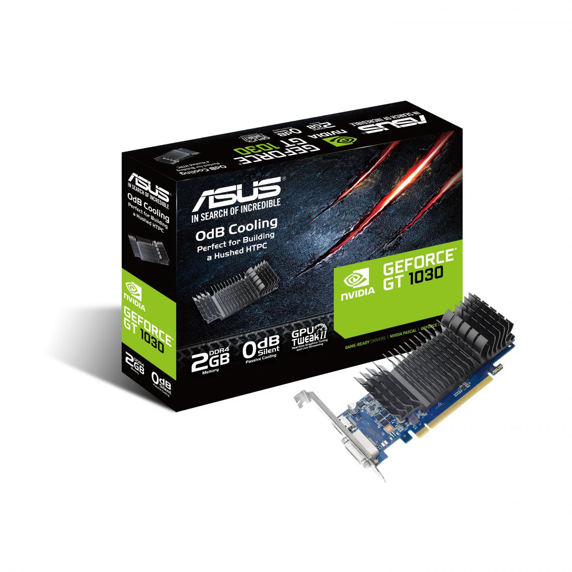 Asus - GeForce GT 1030 2Go GDDR4 BRK GeForce GT 1030 2Go GDDR4 BRK 64bit 1x HDMI 1xDP - Carte Graphique NVIDIA