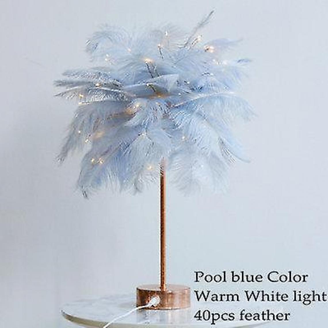 Universal - Idées de bricolage plume lampe de table lumière blanche chaude arbre plume abat-jour fille led lampe décoration mariage rose blanc anniversaire (f) - Lampes à poser