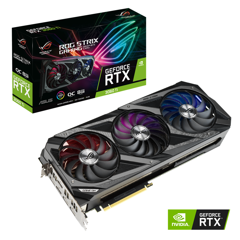 Asus - GeForce RTX 3060 Ti ROG STRIX GAMING OC - Triple Fan - 8Go - Carte Graphique NVIDIA