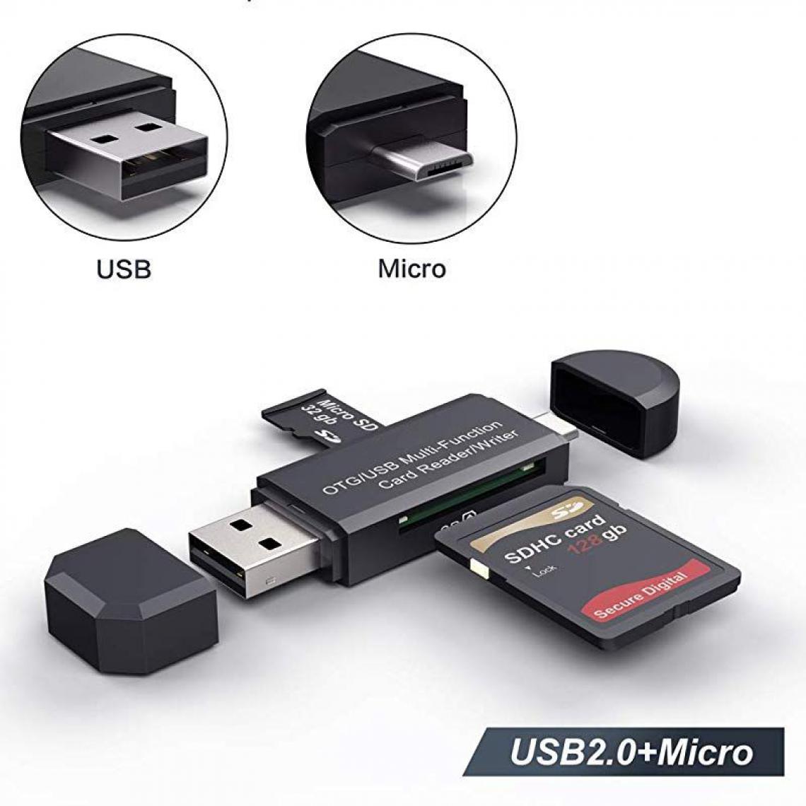 Generic - Lecteur de Carte Mémoire  USB 2.0  Type-c  pour Micro SD et  TF - Noir  - Lecteur carte mémoire