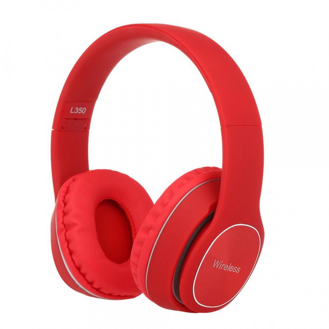 Justgreenbox - Casque Bluetooth sans fil Over-ear 5.0 Casques de sport prenant en charge la carte TF 3,5 mm AUX IN Radio FM, Rouge - Casque