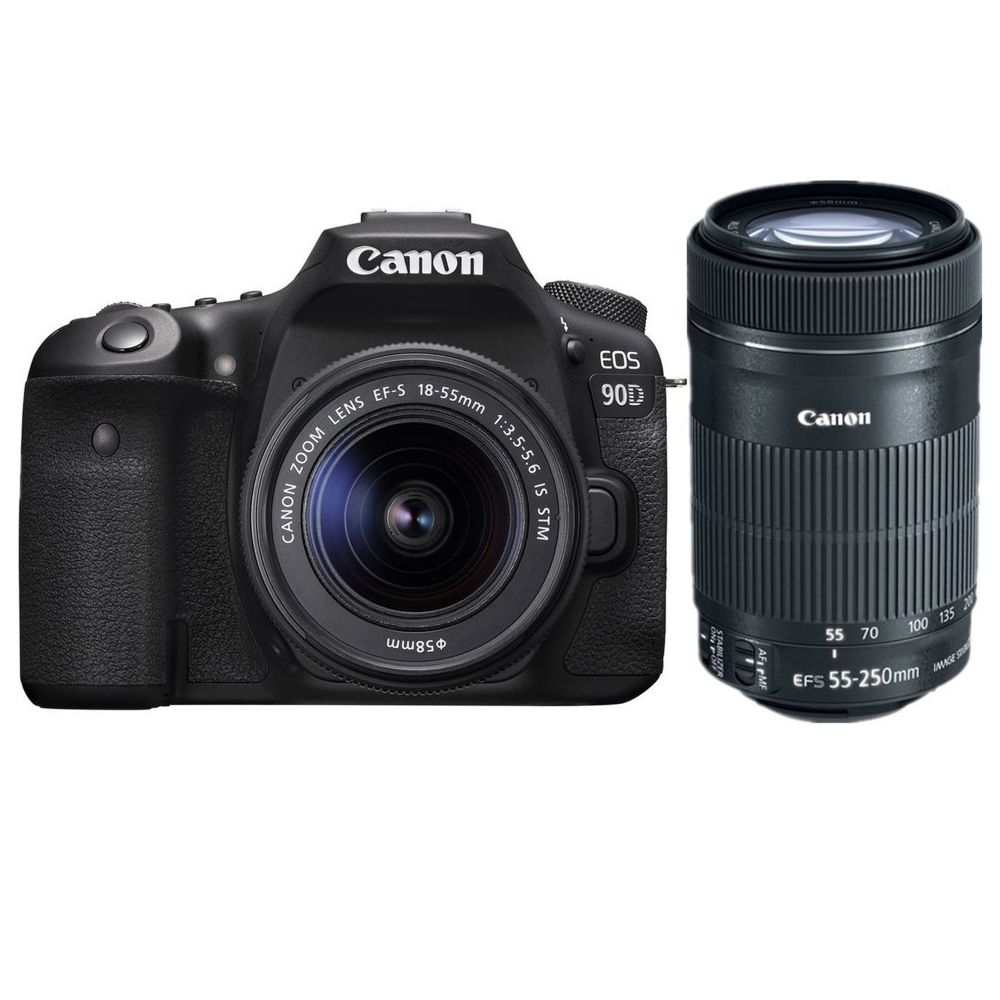 Canon - CANON EOS 90D KIT EF-S 18-55mm F3.5-5.6 IS STM + EF-S 55-250MM F4-5.6 IS STM - Reflex Grand Public