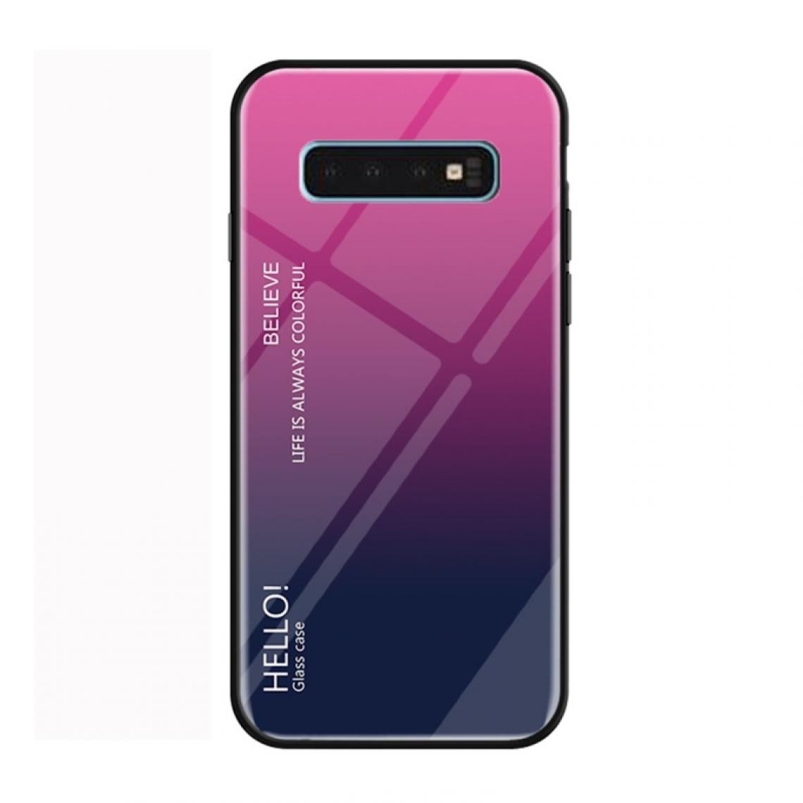 Wewoo - Coque rigide Étui de protection en verre couleur dégradée pour Galaxy S10 E (magenta) - Coque, étui smartphone