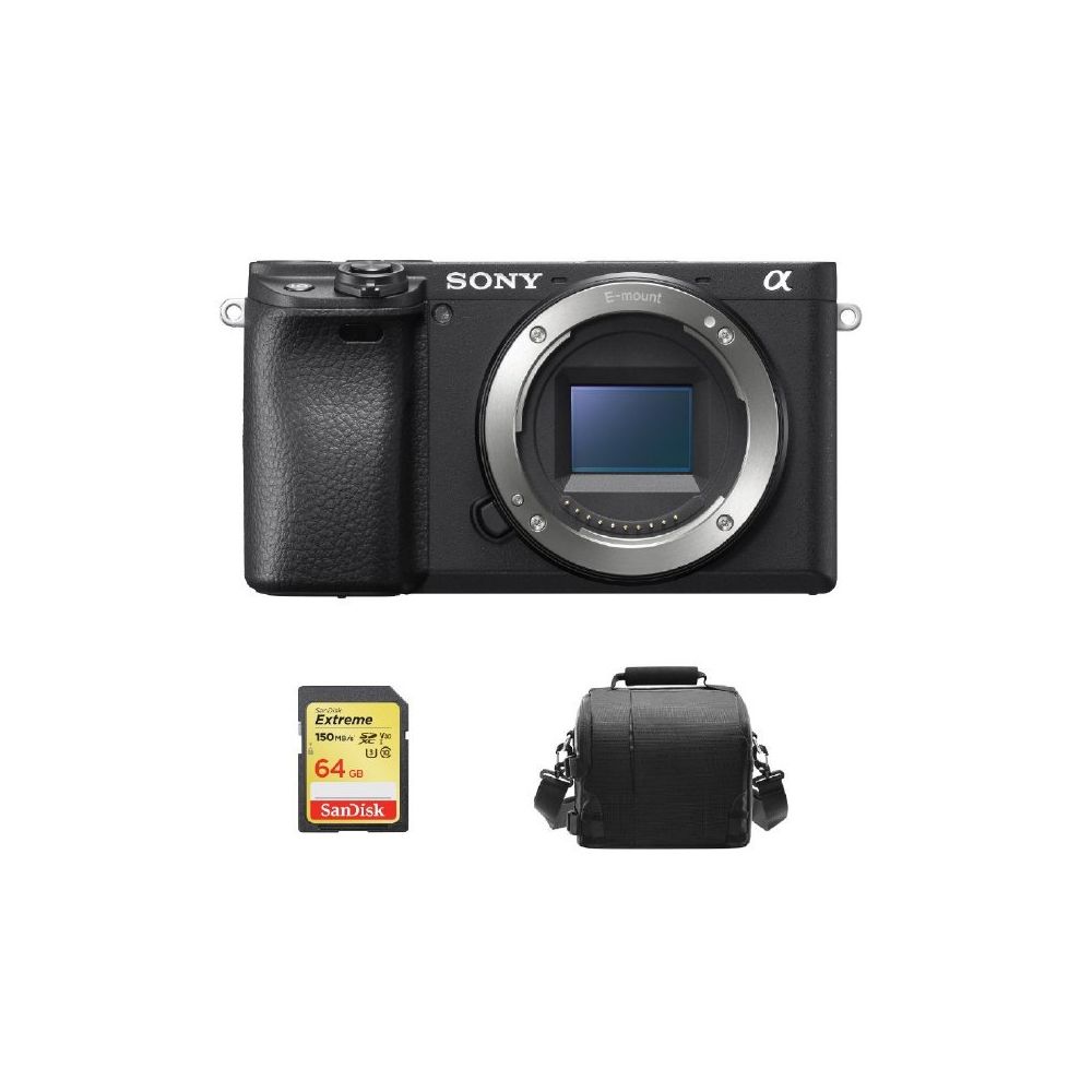 Sony - SONY A6400 Body Black + 64GB SD card + camera Bag - Reflex Grand Public