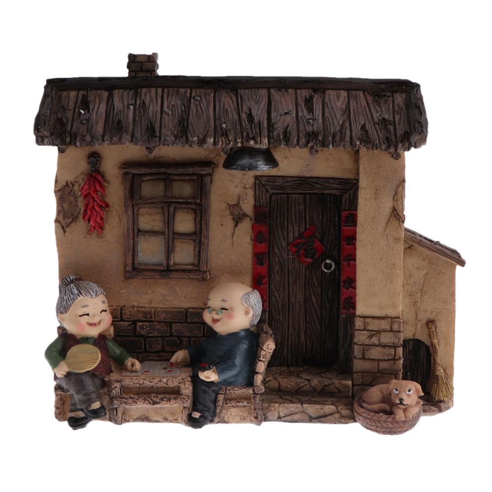 marque generique - heureux couple de personnes âgées figurine résine vieil âge vie décor à la maison maison b - Petite déco d'exterieur