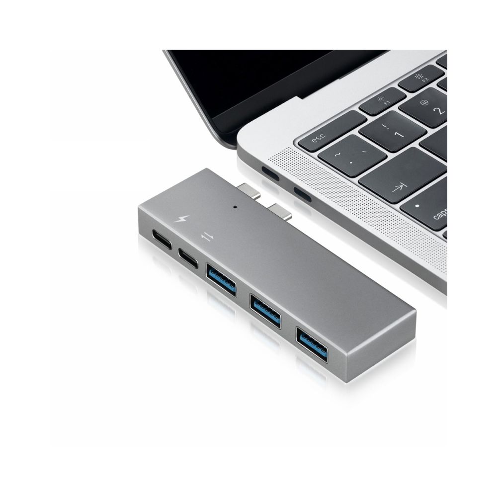 Wewoo - HUB USB P2 5 en 1 USB-C / Type-C x2 à USB 3.0 x3 Adaptateur de concentrateur Type-C x1 avec entrée d'alimentation type C (Gris) - Hub