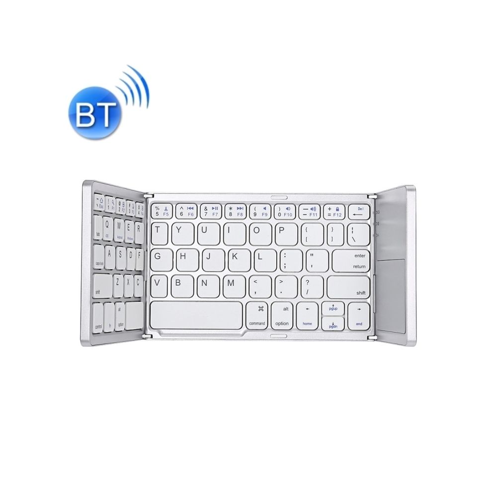 Wewoo - Clavier sans fil QWERTY blanc B033 sans rechargeable à 3 plis 64 touches Bluetooth avec pavé tactile - Clavier
