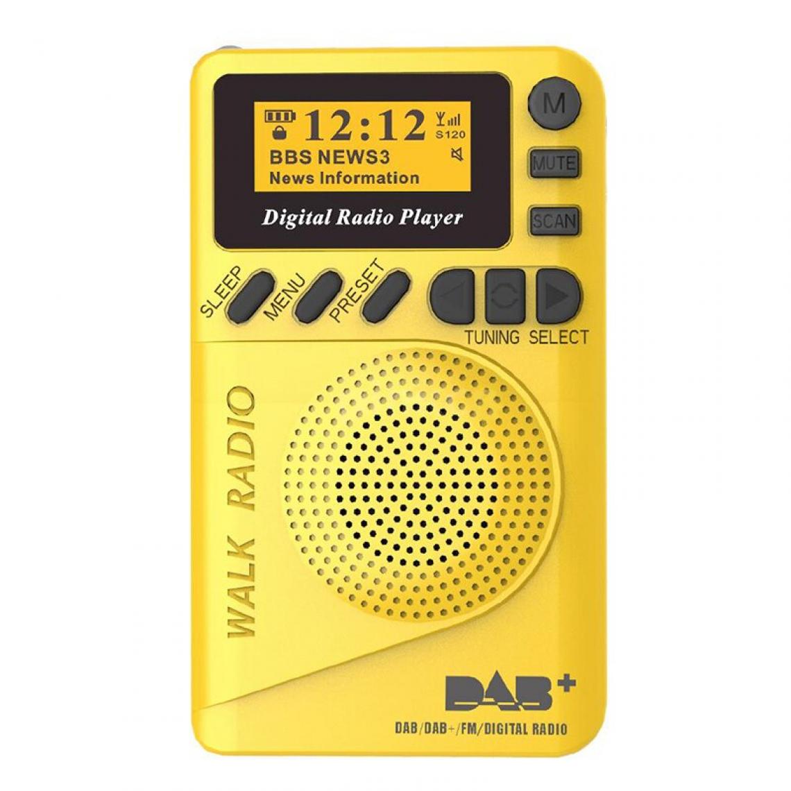 Universal - Radio de poche Portable DAB + Radio numérique Batterie rechargeable Radio FM Affichage LCD Prise UE Haut-parleur Drop Transport | Radio(Jaune) - Radio