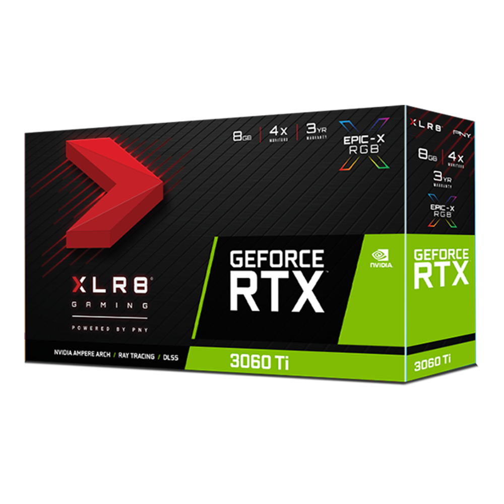 PNY - GeForce RTX 3060 Ti XLR8 REVEL EPIC-X RGB - Dual Fan - 8Go - Carte Graphique NVIDIA