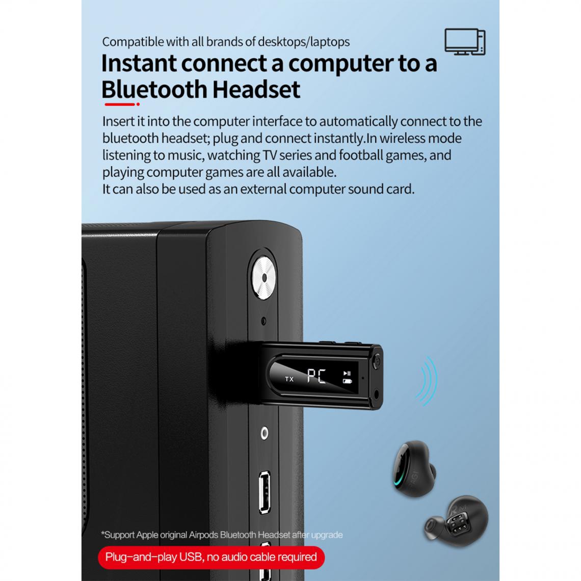 marque generique - K9 Bluetooth 5.0 Récepteur MP3 Joueurs Musique FM Transmetteur USB AUX - Clé USB Wifi